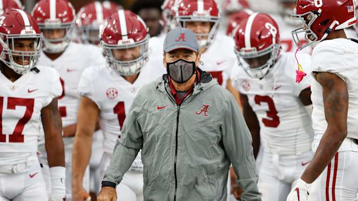 Alabama head coach Nick Saban before the game against Mississippi at Vaught-Hemingway Stadium.